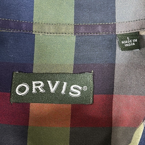 Orvis Signature Twill Multi Color Checkered Button Down Long Sleeve Shirt Large - Picture 9 of 10